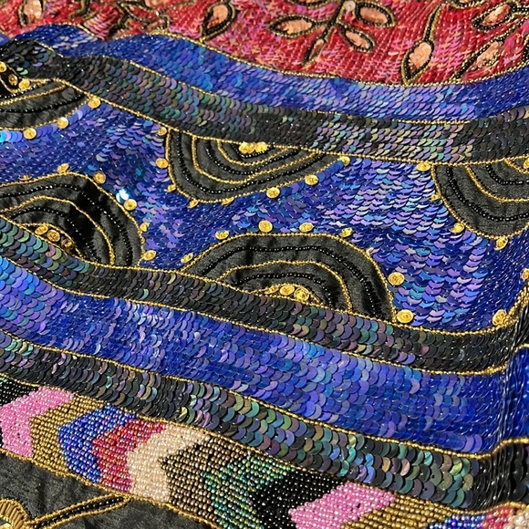 Hudson's Marshall Field's VINTAGE Silk hand sewn beaded sequin blazer medium - Picture 15 of 15